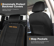 San Hima Car Seat Covers For Ford Ranger Full Set Double Cab Black 2015-2022