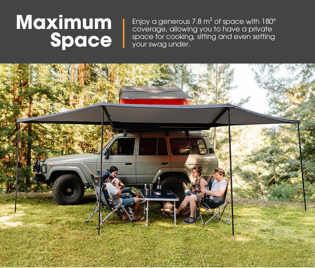 San Hima 180 Degree Free-Standing Awning With "L" Bracket 600D Double-Ripstop