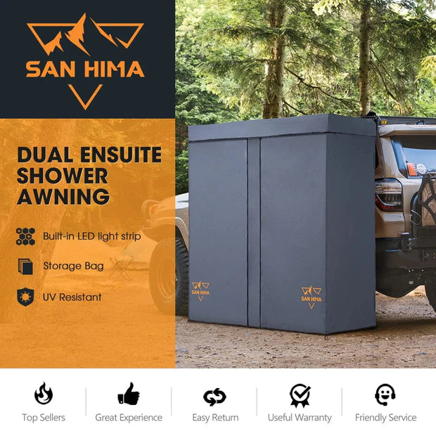 San Hima Dual Shower Awning Instant Ensuite Tent Fold-Out Camping Change Room
