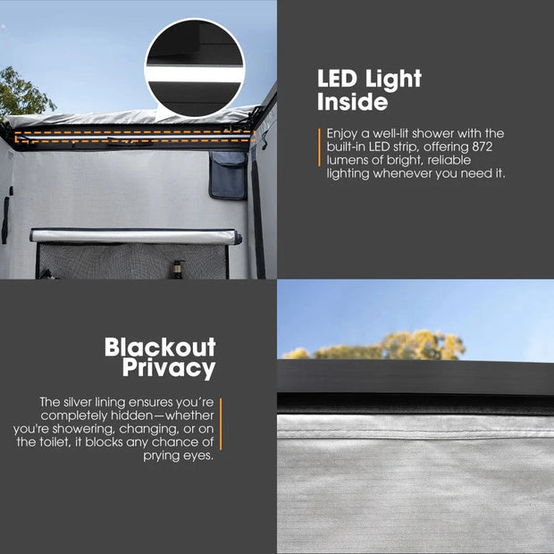 San Hima Dual Shower Awning Instant Ensuite Tent Fold-Out Camping Change Room