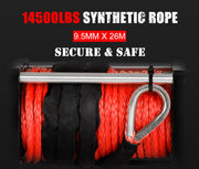 Fieryred 14500LBS 12V Synthetic Rope Electric Winch with Cradle