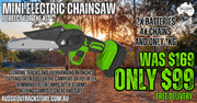 36V 3000W Mini Cordless Chainsaw 2X Battery-Powered Wood Cutter Rechargeable