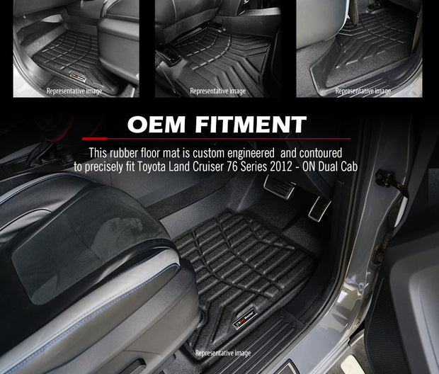 KIWI MASTER Car Floor Mats for Toyota Landcruiser 76 Series 2012 - ON GXL Dual Cab