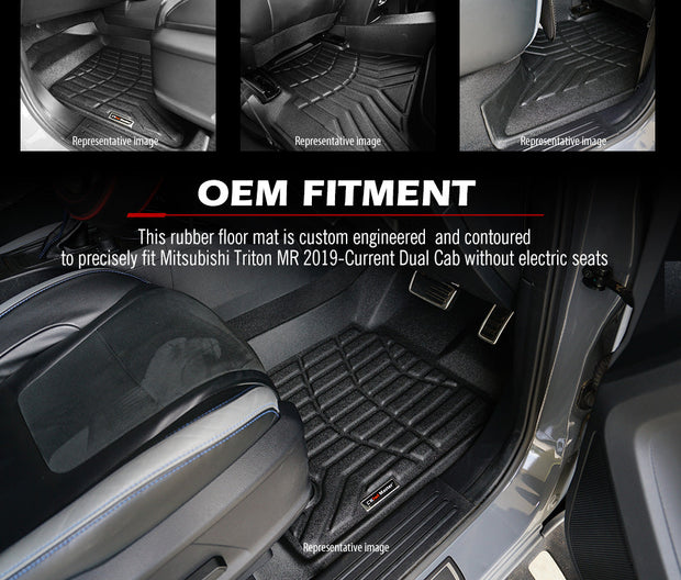 KIWI MASTER Car Floor Mats for Mitsubishi Triton MR 2019-Current Dual Cab