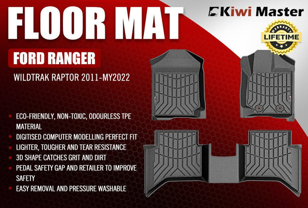 3D TPE Car Floor Mats Fit Ford Ranger Wildtrak Raptor PX PX2 2011-MY2022