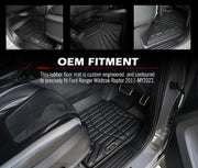 3D TPE Car Floor Mats Fit Ford Ranger Wildtrak Raptor PX PX2 2011-MY2022