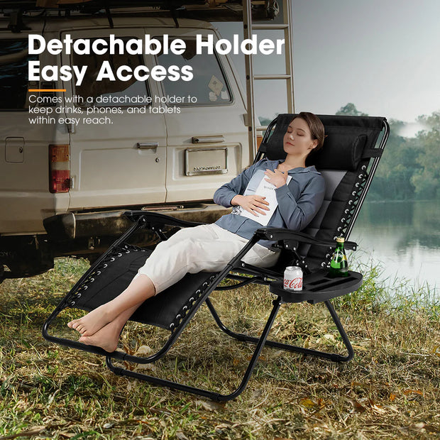 San Hima Folding Camping Chair Portable Lounge Recliner Outdoor Thick Padding
