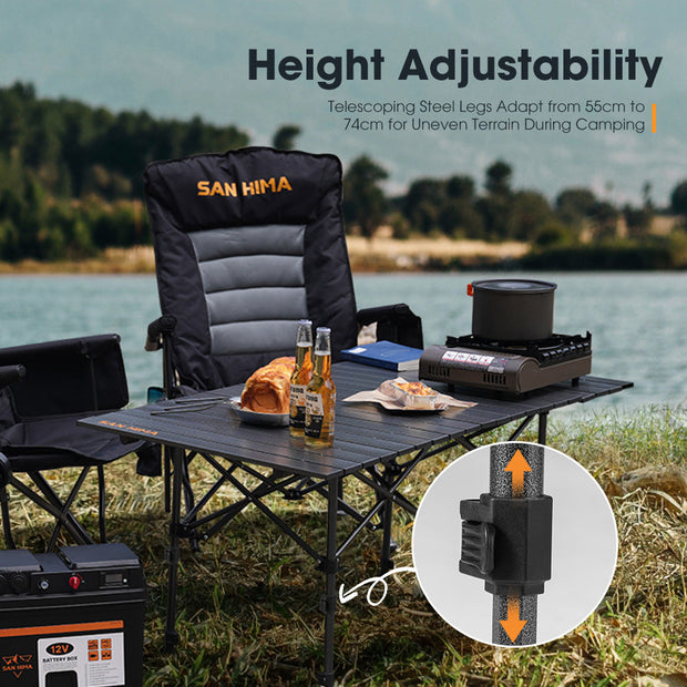 San Hima Folding Camping Table Adjustable Aluminium