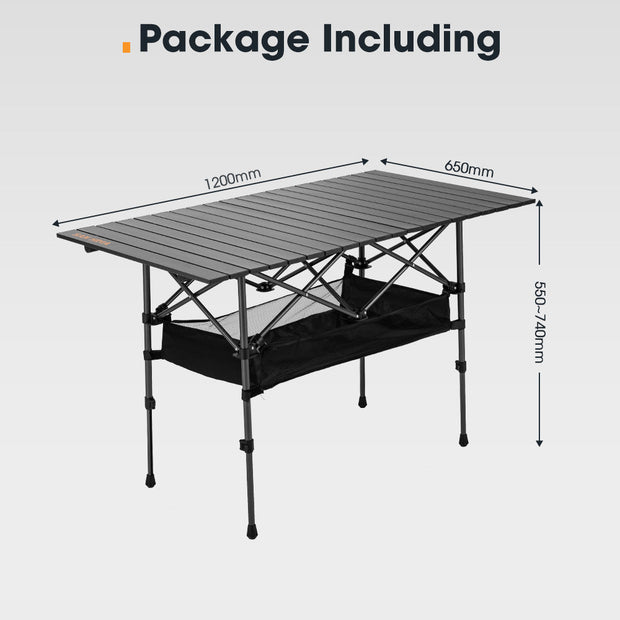 San Hima Folding Camping Table Adjustable Aluminium