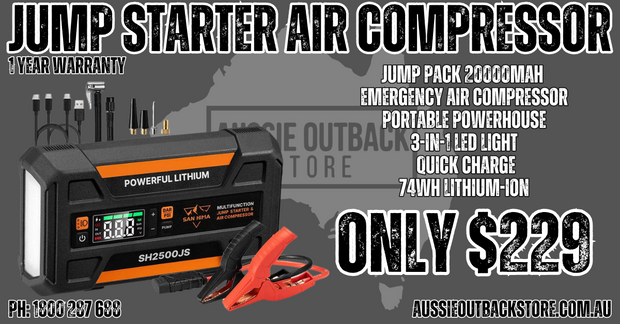 San Hima Jump Starter with Air Compressor 2500A Portable 12V Power Bank Pack