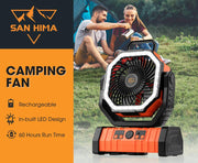 San Hima 20000mAh Portable Camping Fan Rechargeable Tent Fan With LED Light