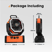 San Hima 20000mAh Portable Camping Fan Rechargeable Tent Fan With LED Light