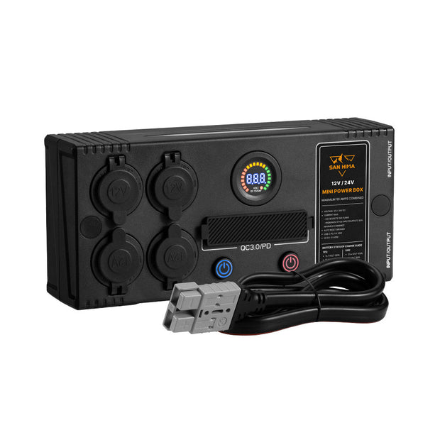 San Hima 12V/24V Mini Power Box Portable Control Hub QC 3.0 Ports W/ Led Light