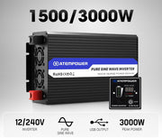 Atem Power V2.0 1500W/3000W 12V to 240V Pure Sine Wave Power Inverter