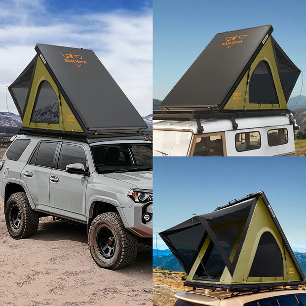 San Hima Kalbarri Lite Rooftop Tent Hardshell With Ladder Green Camping 4x4 4WD