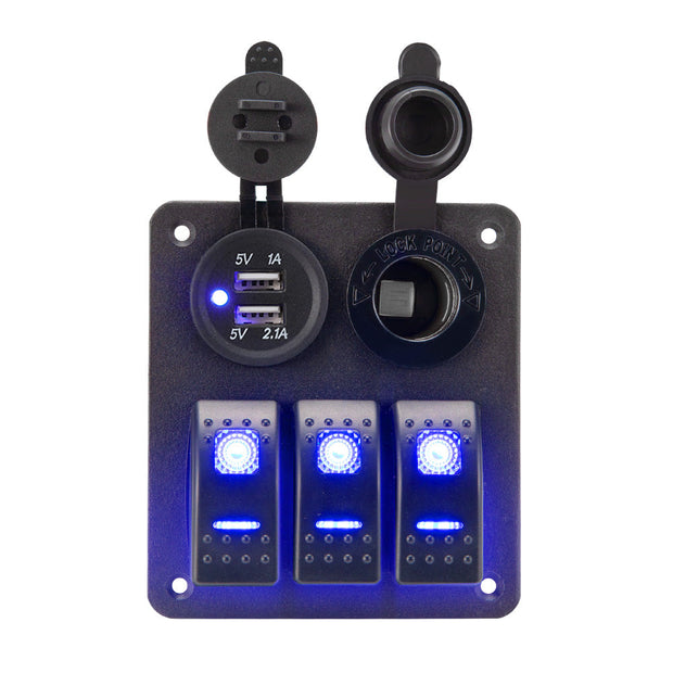 3 Gang Switch Panel ON-OFF Toggle LED Rocker Switch