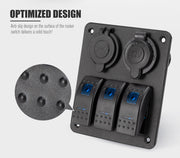 3 Gang Switch Panel ON-OFF Toggle LED Rocker Switch