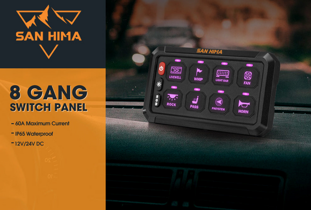 San Hima 8 Gang Bluetooth Switch Panel 12V/24V ON-OFF LED Control