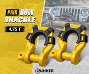 Bunker Indust Pair Bow Shackle 4.75Ton Rated 3/4” D-Ring with Isolator Yellow