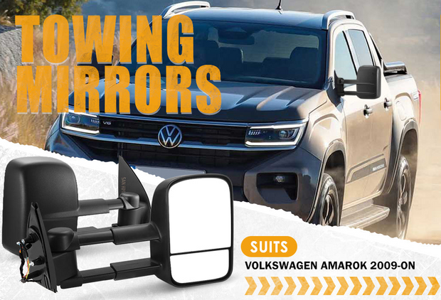 San Hima Pair Extendable Towing Mirrors For Volkswagen Amarok 2009-On