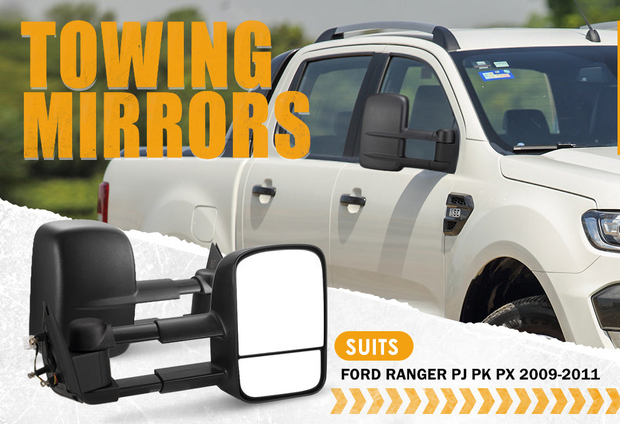 San Hima Pair Extendable Towing Mirrors For Ford Ranger 2009-2011