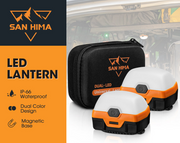 San Hima 2x Dual Colour Camp Light LED Lantern with Inbuilt Lithium Battery