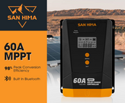 San Hima 60A MPPT Solar Charge Controller 12V 24V Inbuilt Bluetooth LCD Display