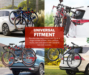 FIERYRED 3 Bike Rack Carrier Car Rear Universal Trunk Foldable