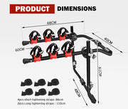 FIERYRED 3 Bike Rack Carrier Car Rear Universal Trunk Foldable