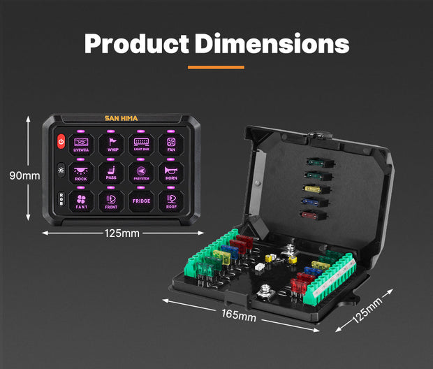 San Hima 12 Gang Bluetooth Switch Panel 12V/24V ON-OFF LED Control