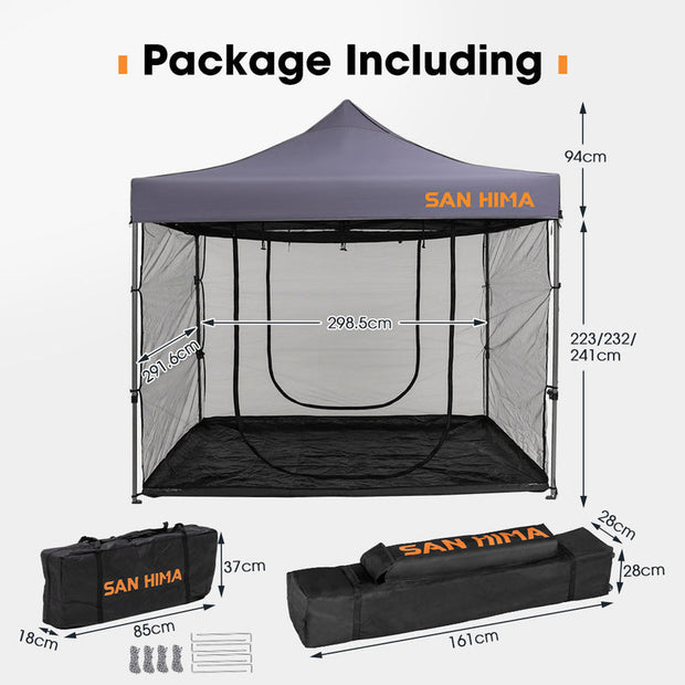 San Hima Portable Gazebo With Screen House 3m x 3m