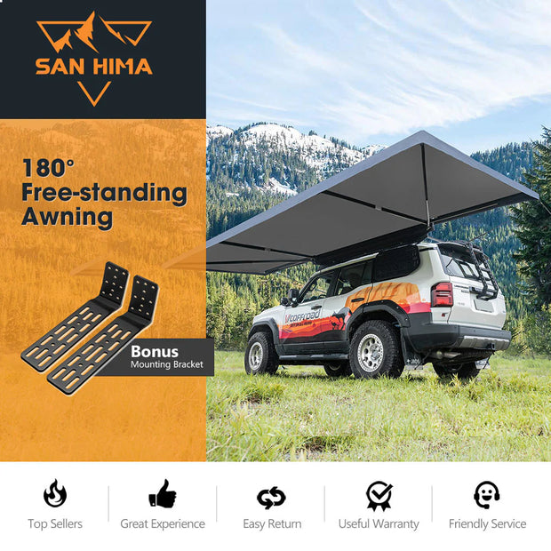San Hima 180 Degree Awning Free Standing Car Camping 4x4 Awning With L Brackets