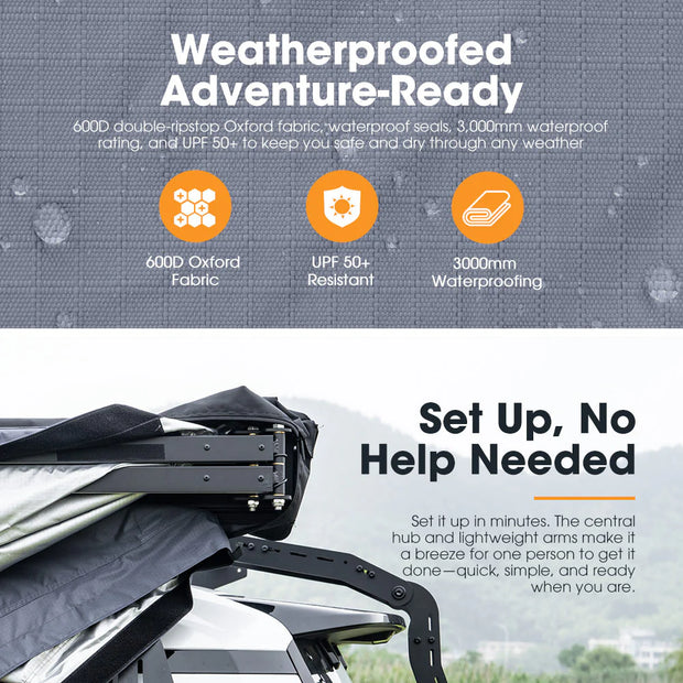San Hima 180 Degree Awning Free Standing Car Camping 4x4 Awning With L Brackets