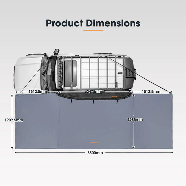 San Hima 180 Degree Awning Free Standing Car Camping 4x4 Awning With L Brackets