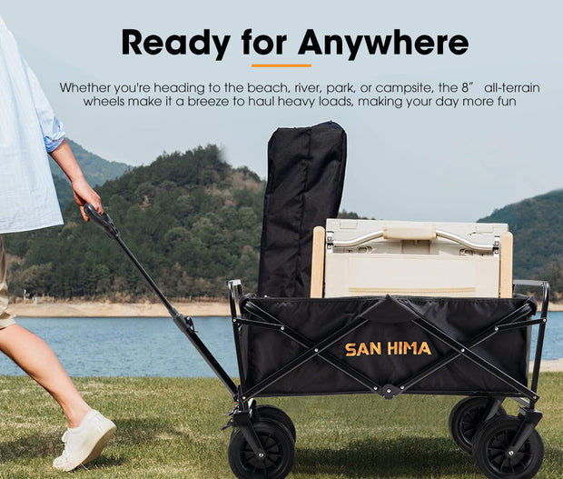 San Hima Folding Camping Wagon 100kg Beach Trolley 360° Wheel