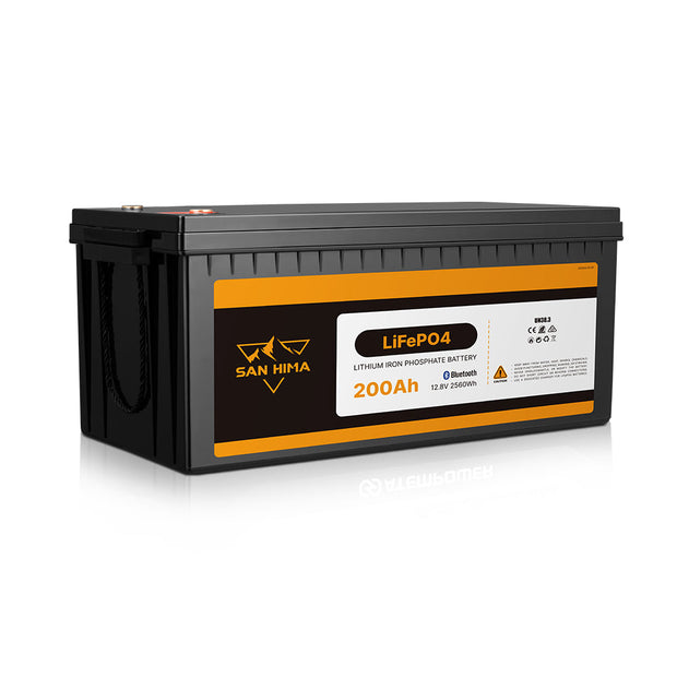San Hima 12V 200Ah Lithium Iron Phosphate Battery LiFePO4 w/ Bluetooth Built-in BMS