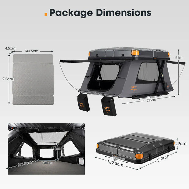 San Hima Kosci E-rise Electric Rooftop Tent Hardshell Automatic RTT