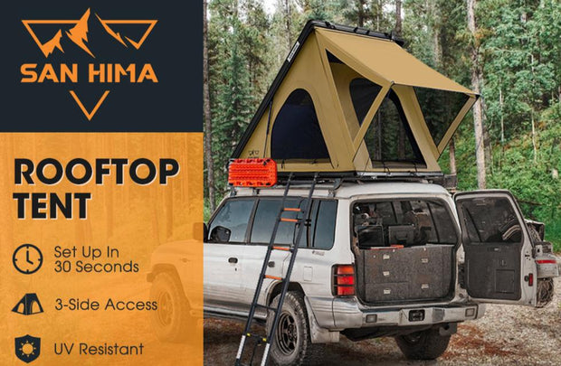 San Hima Kalbarri Lite Rooftop Tent Hardshell With Ladder Khaki