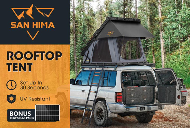 San Hima Kalbarri X Rooftop Tent Hardshell With Ladder + 130W Solar Panel