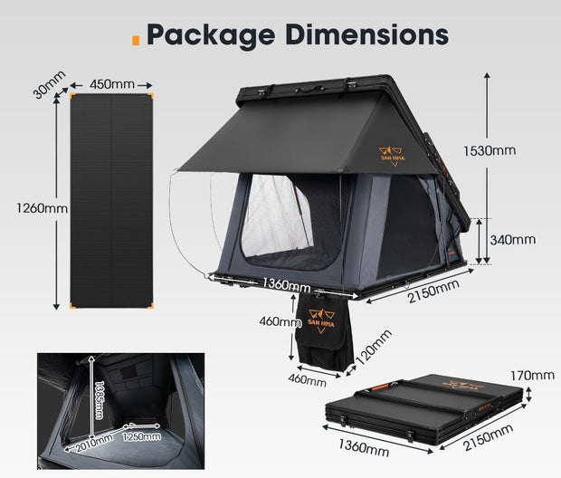 San Hima Kalbarri X Rooftop Tent Hardshell With Ladder + 120W Solar Panel