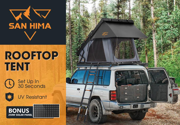 San Hima Kalbarri X Rooftop Tent Hardshell With Ladder + 250W Solar Panel