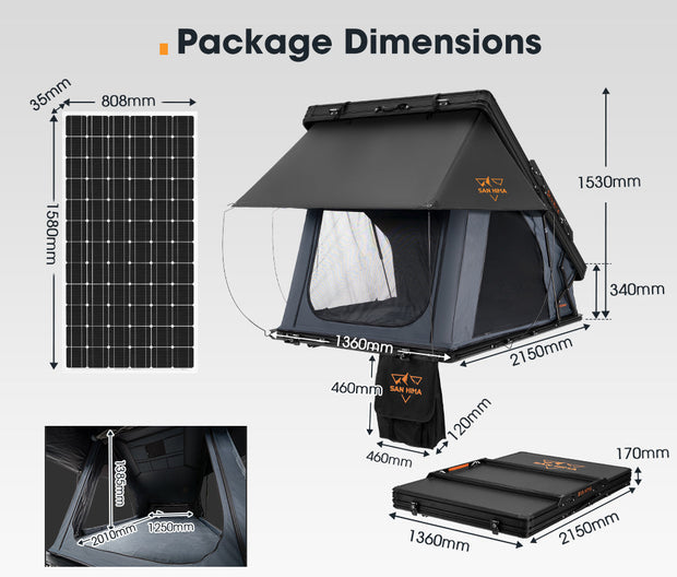 San Hima Kalbarri X Rooftop Tent Hardshell With Ladder + 250W Solar Panel