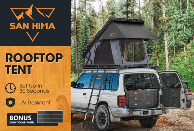 San Hima Kalbarri X Rooftop Tent Hardshell With Ladder + 200W Solar Panel