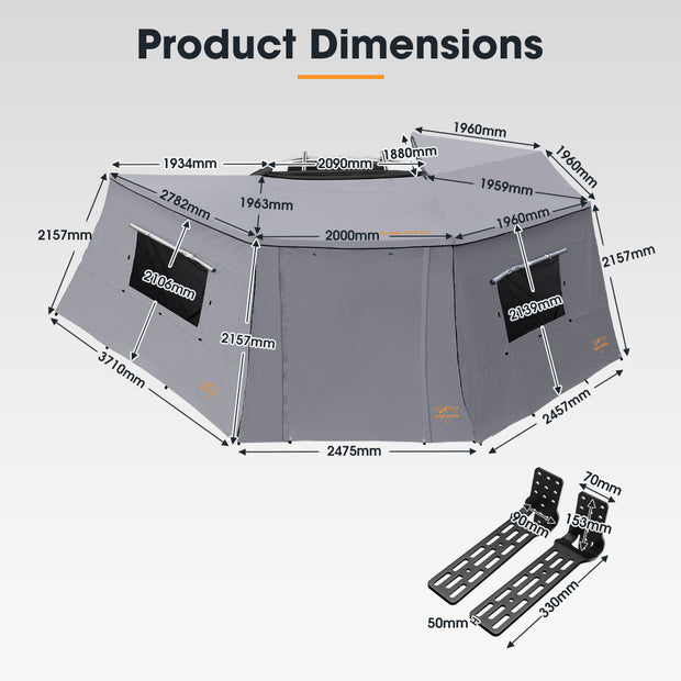 San Hima 270 Degree Awning With Side Wall Free-Standing Camping + "L" Bracket