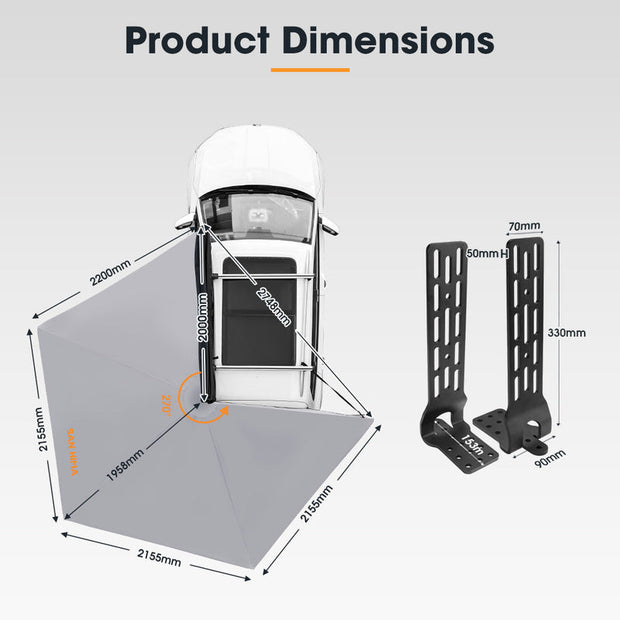 San Hima 270 Degree Free-Standing Awning 600D Double-Ripstop Oxford UPF50+