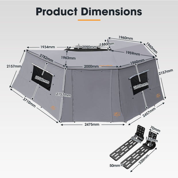 San Hima 270 Degree Awning With Side Wall Free-Standing Extension + "L" Bracket