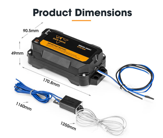 San Hima 12V Break Away System with Battery & Switch Trailer Electric Breakaway