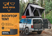 San Hima Kalbarri Roof Top Tent Hardshell With Roof Rack + 200W Solar Panel