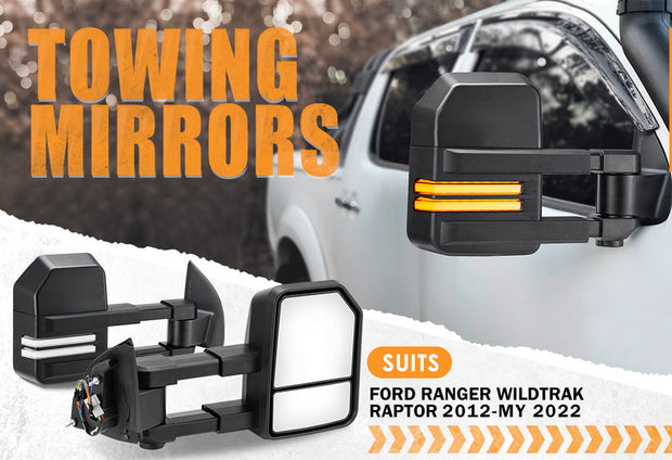 San Hima Towing Mirrors Gen2 for FORD RANGER Wildtrak MK PX PX2 PX3 XL XLT XLS 2012-MY2022