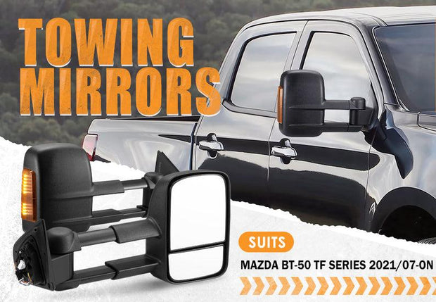 San Hima Extendable Towing Mirrors Gen1 For Mazda BT-50 BT50 TF Series 2021/07-ON